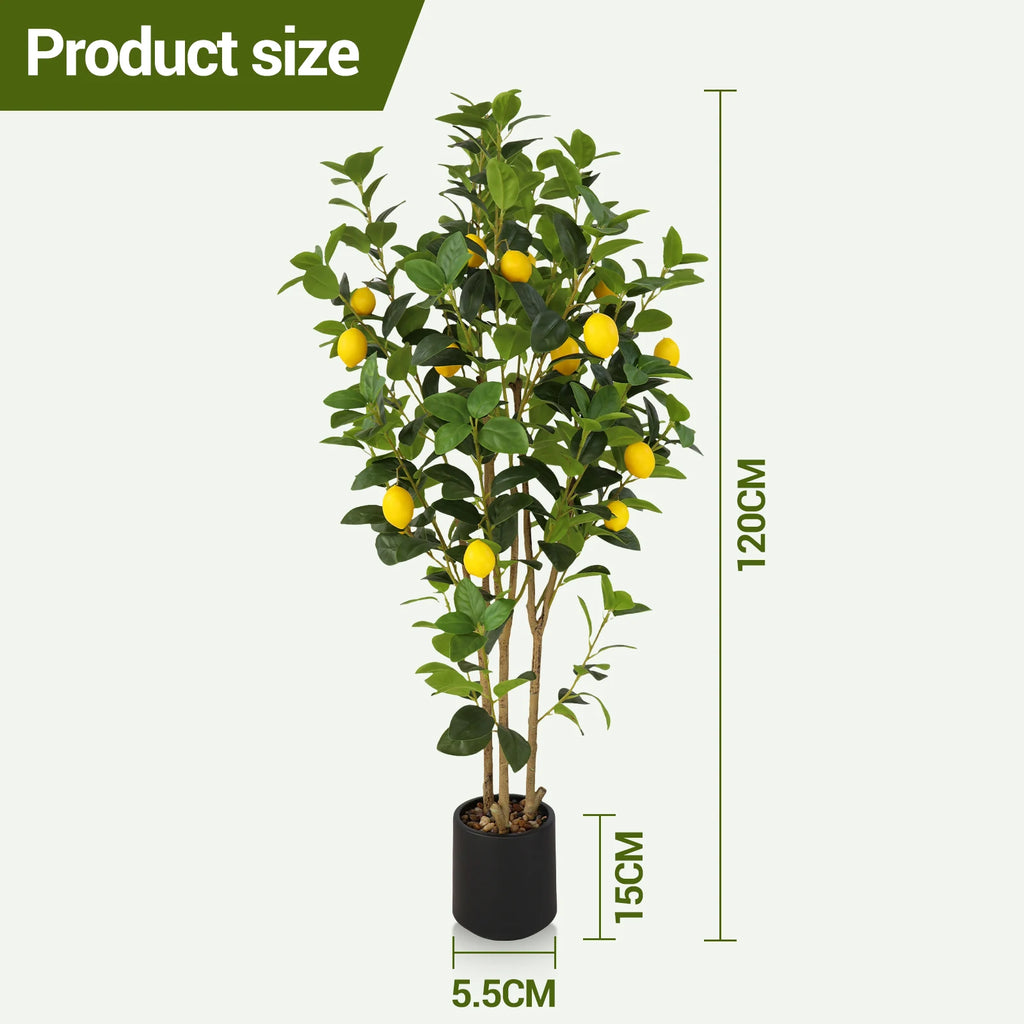 2-Pack 4FT Artificial Lemon Tree That Look Real, Faux Lemons Citrus Plants with Yellow Fake Lemons Fruits, Trees for Home Office