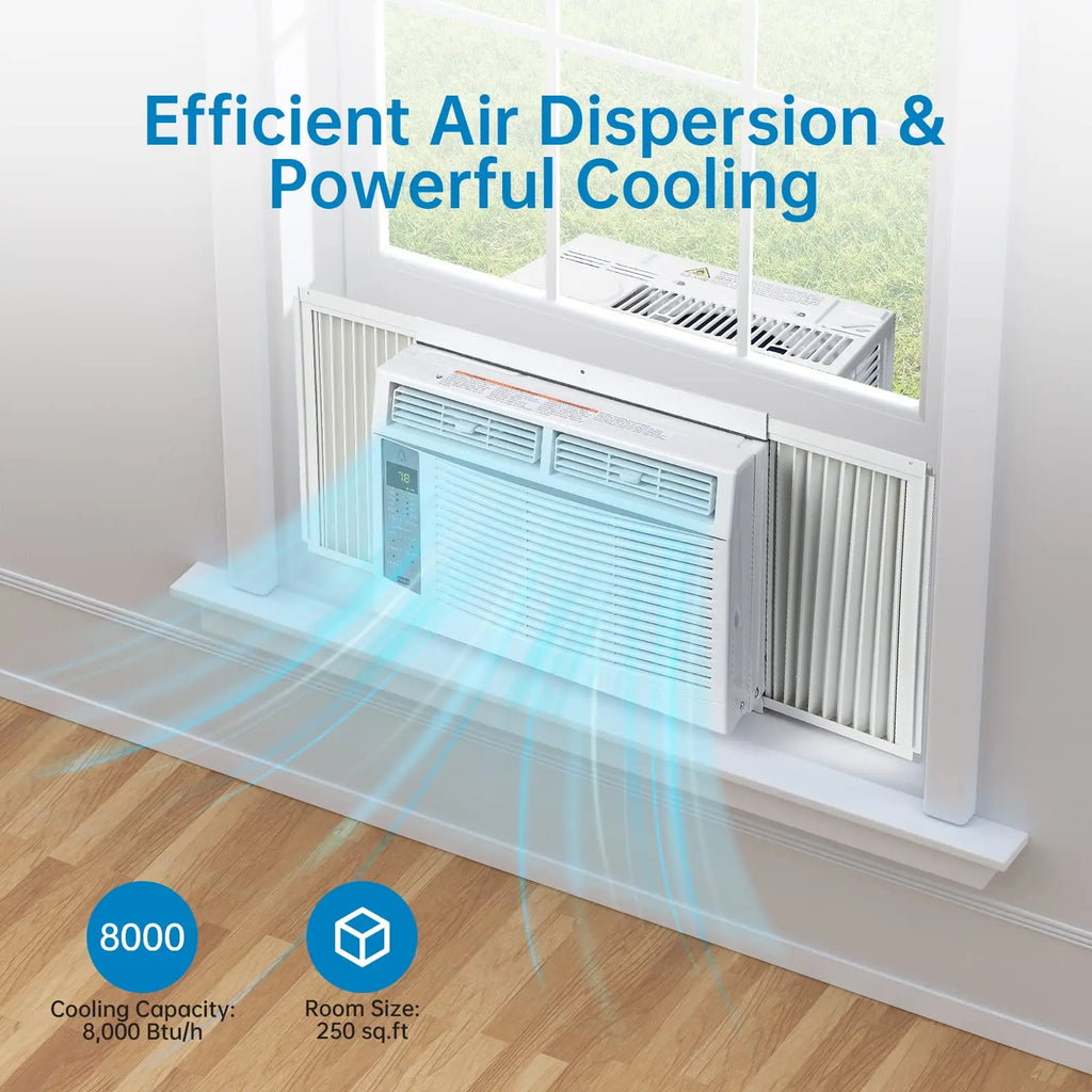 6000 BTU Window Air Conditioner,WiFi Smart AC Unit With Remote & App Control,Timer Function For Rooms Up to 350 Sq Ft, 115v/60Hz