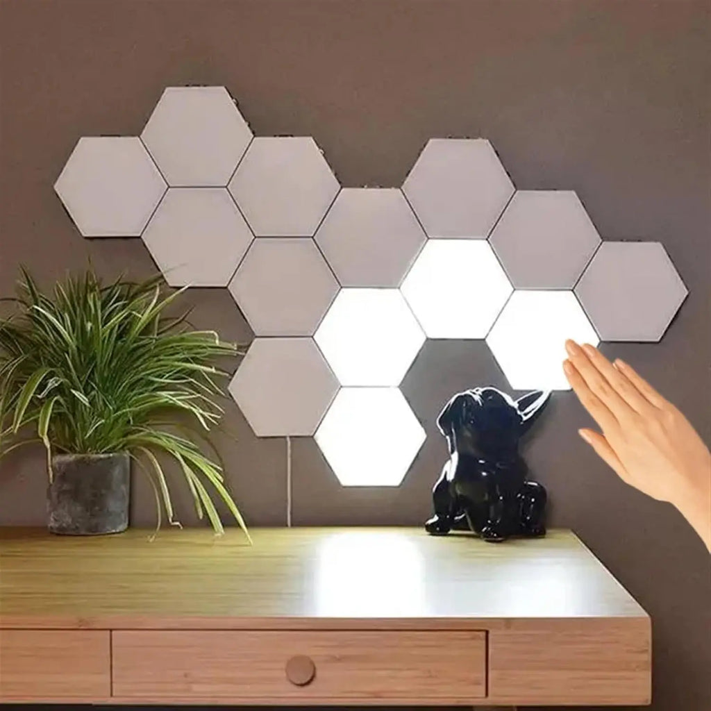 Hexagonal Touch Switch LED Wall Lamp Splicable Smart Home Bedroom Lamp AC 110 220V Quantum Night Light for Living Room Bedroom(6