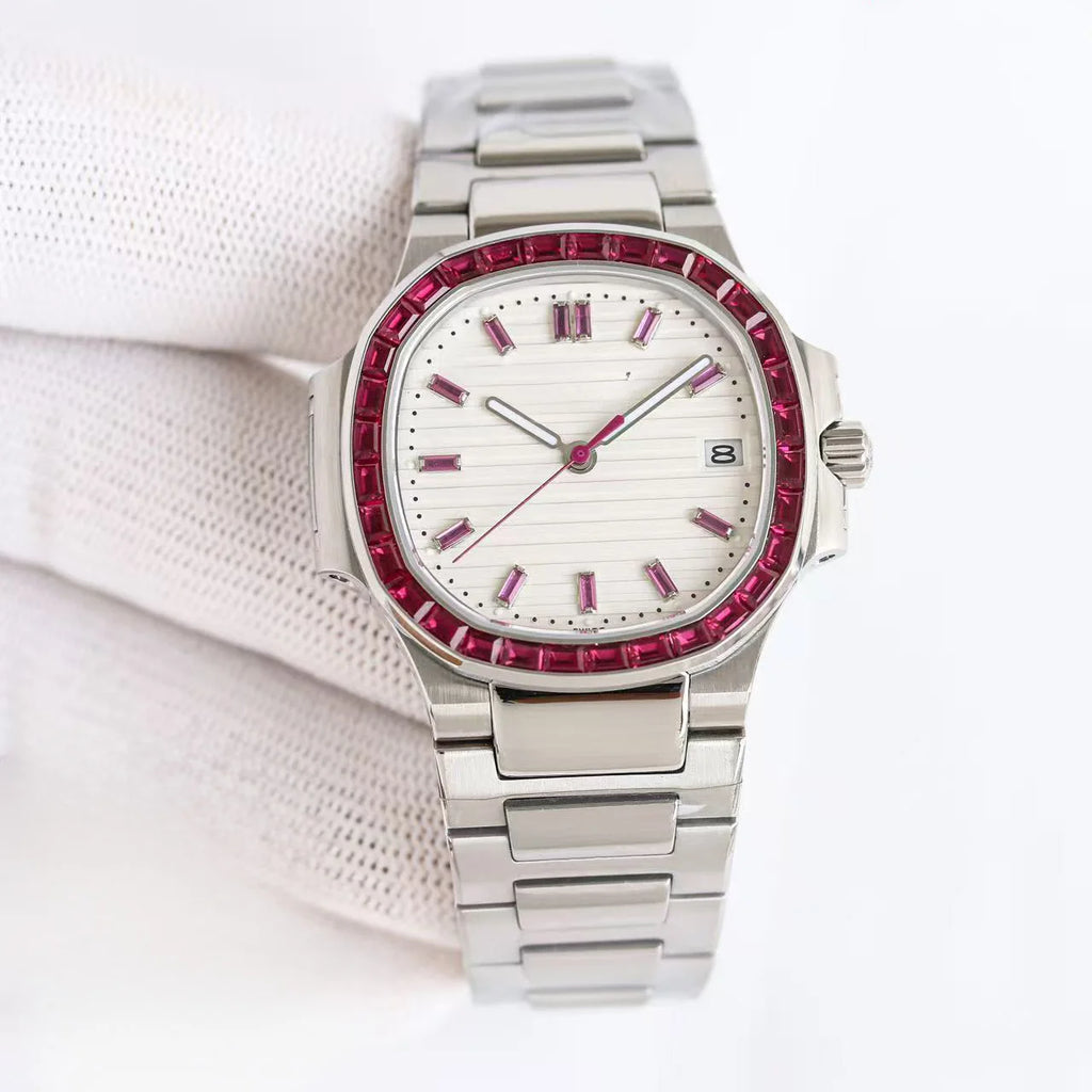 Custom Luxury Sport Diver High Quality Stainless Steel Ruby Drill Ring Automatic Mechanical Watch Luminous Calendar Chronograph
