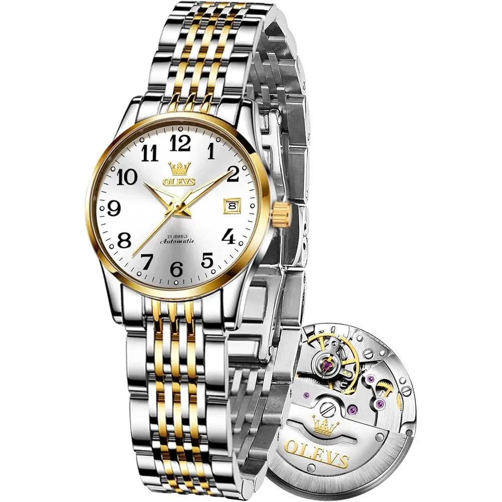 OLEVS Womens Automatic Watch Premium SmalDiamond Accented Sel Winding Waterproo Watches or Women ashion Ladies Watch