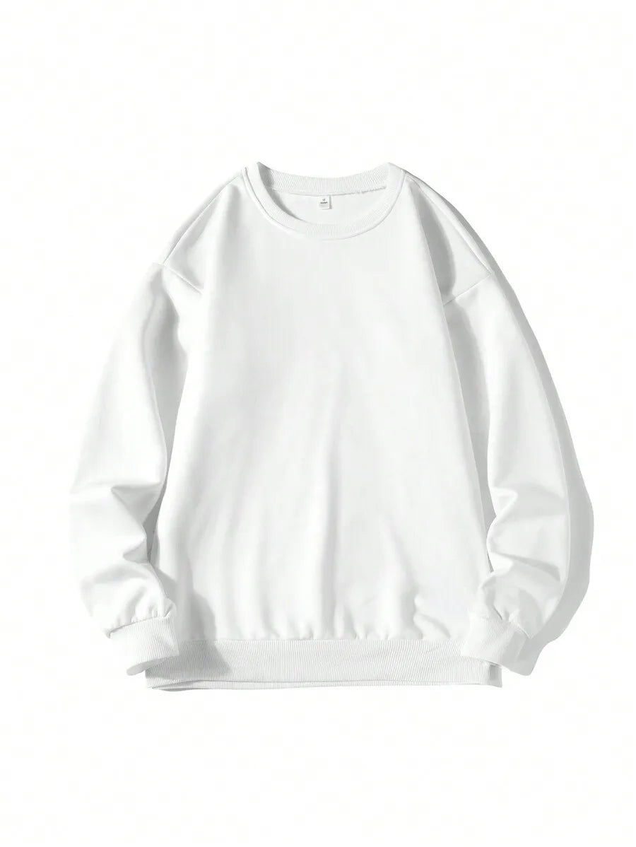 Men's Solid Drop Shoulder Long Sleeve Sweatshirt for Fall Casual Wear