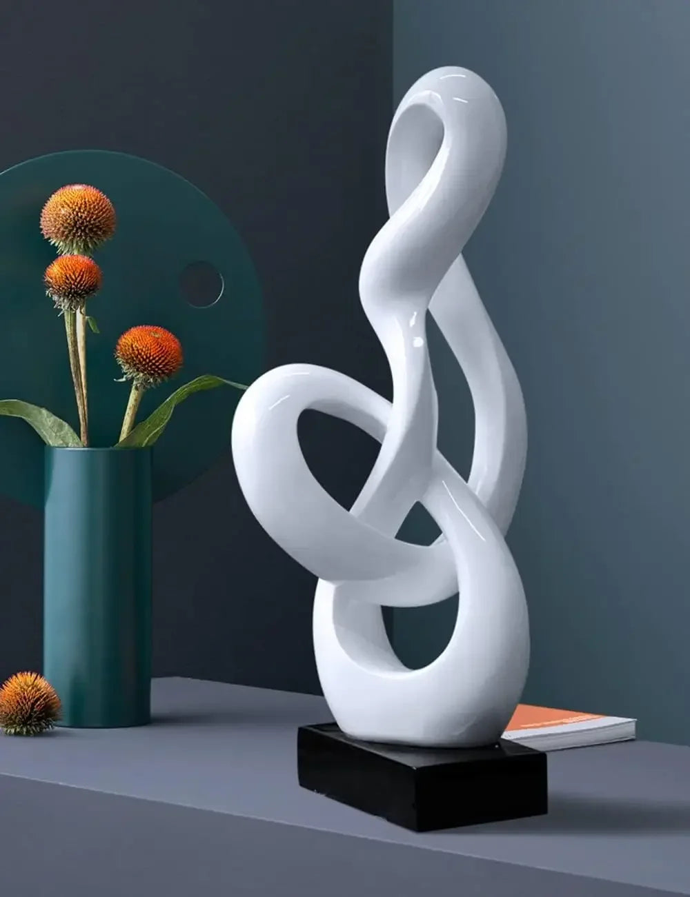 Sculpture Music Note Decor Modern Statue Gifts Treble Clef Figurine Polyresin Arts White 23 inch
