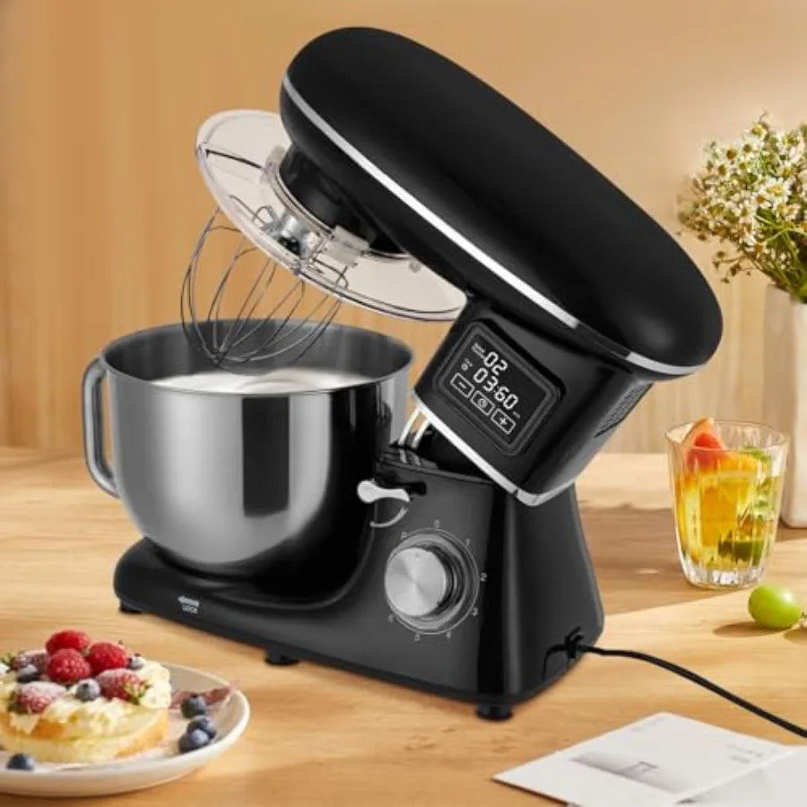 1350W Kitchen Electric Mixer with LCD Display,6.5Qt Dough Machine,6+1 Speeds Food Mixer,Pulse Function,Overheating Protection,Wh