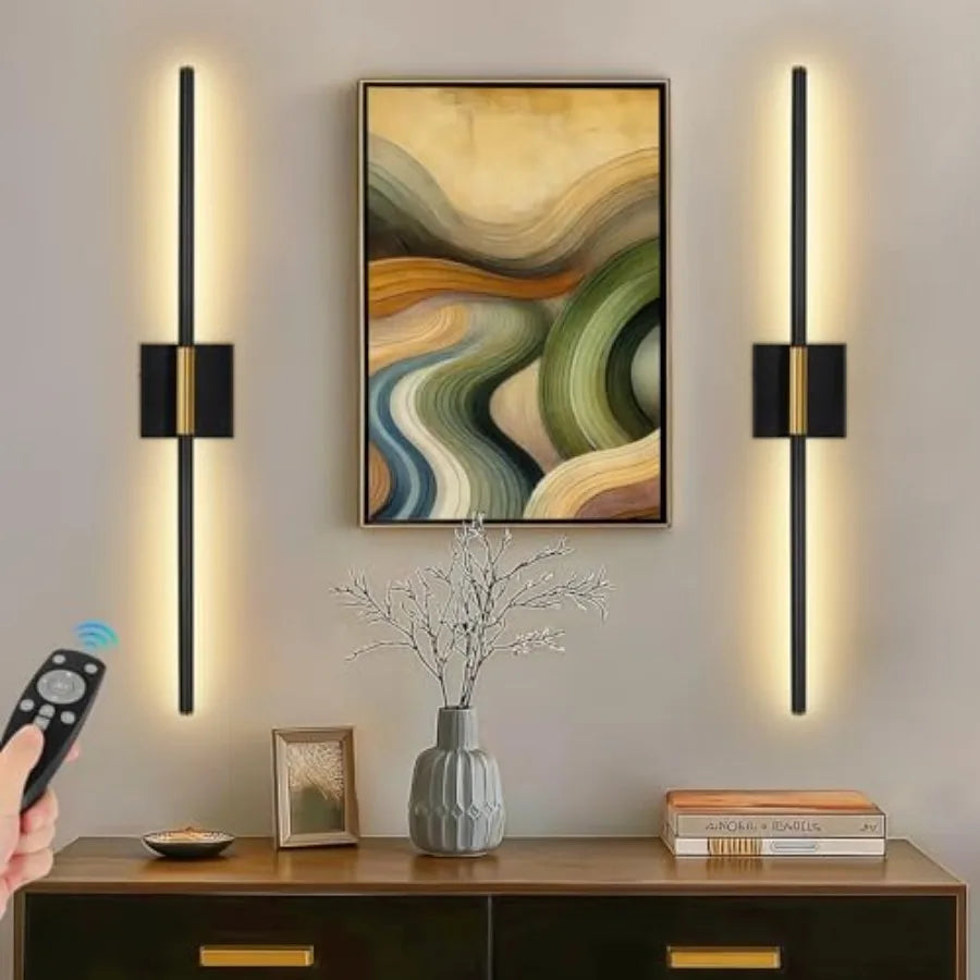 Battery Operated Wall Sconces Set of Two 360°Rotate Wireless Rechargeable Wall Sconces with Remote Control Dimmable Timing Deco