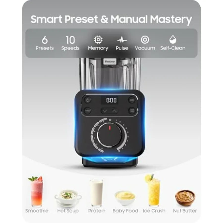 Professional Commercial Vacuum Blender with Quiet Shield 2026 Upgraded 40000 RPM 56oz Eastman Tritan Cup for Smoothie Nut Milk