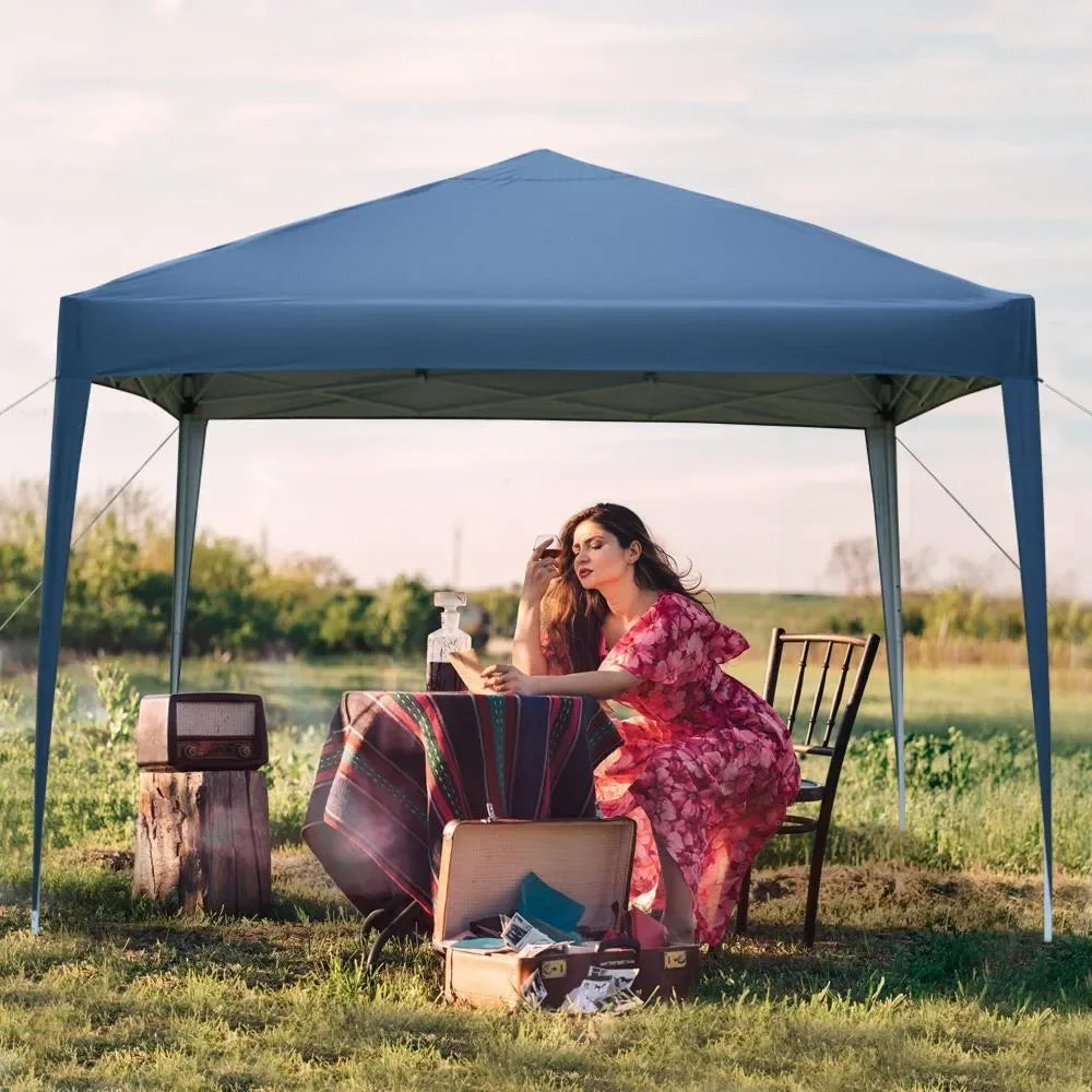 10'x 10' Blue EZ Pop UP Party Tent Outdoor Canopy Patio Waterproof Wedding Tent