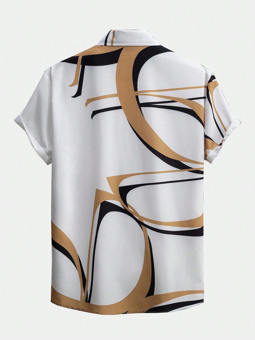 Men's Short Sleeve Casual Shirt with Abstract Geometric Print, Lightweight Breathable Fabric
