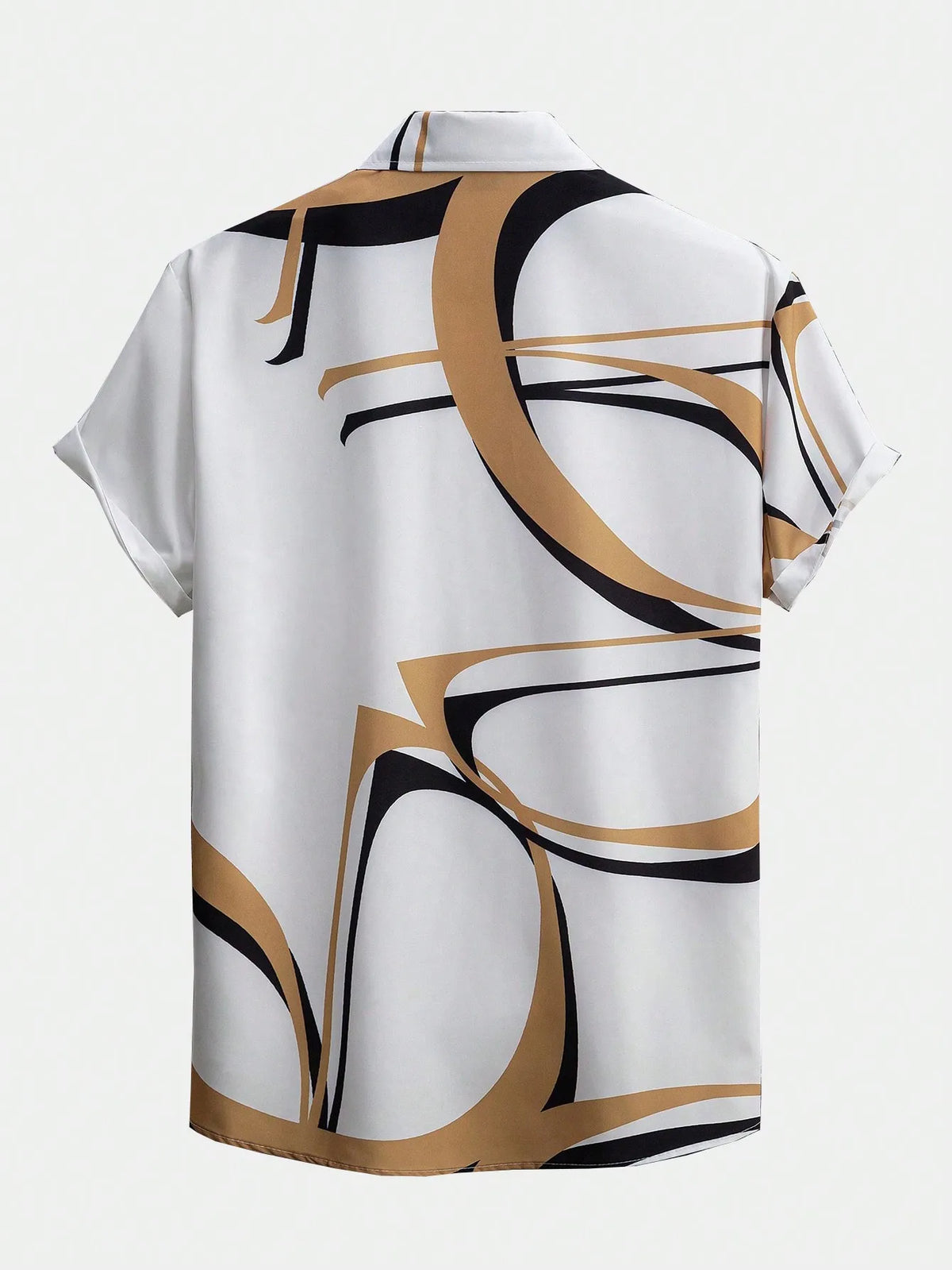 Men's Short Sleeve Casual Shirt with Abstract Geometric Print, Lightweight Breathable Fabric
