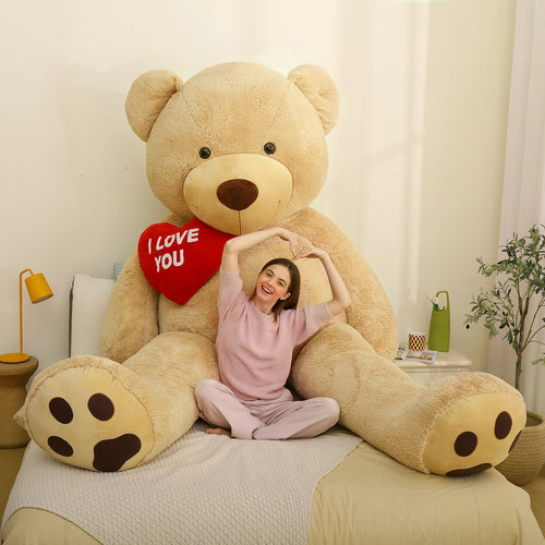 310cm / 10ft Huge Apricot Plush Bear Holding Heart - Massive Gift & Decor for Girlfriend,Boyfriend，Cuddly Gift for Kids Birthday
