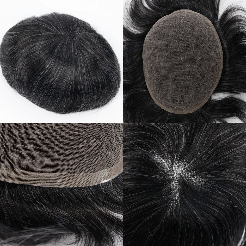 Men's Toupee #1B30 Full Lace 8x10 Hairpiece All Skin Human Hair Replacement System Wig Thin Skin Invisible Ultra Swiss Lace
