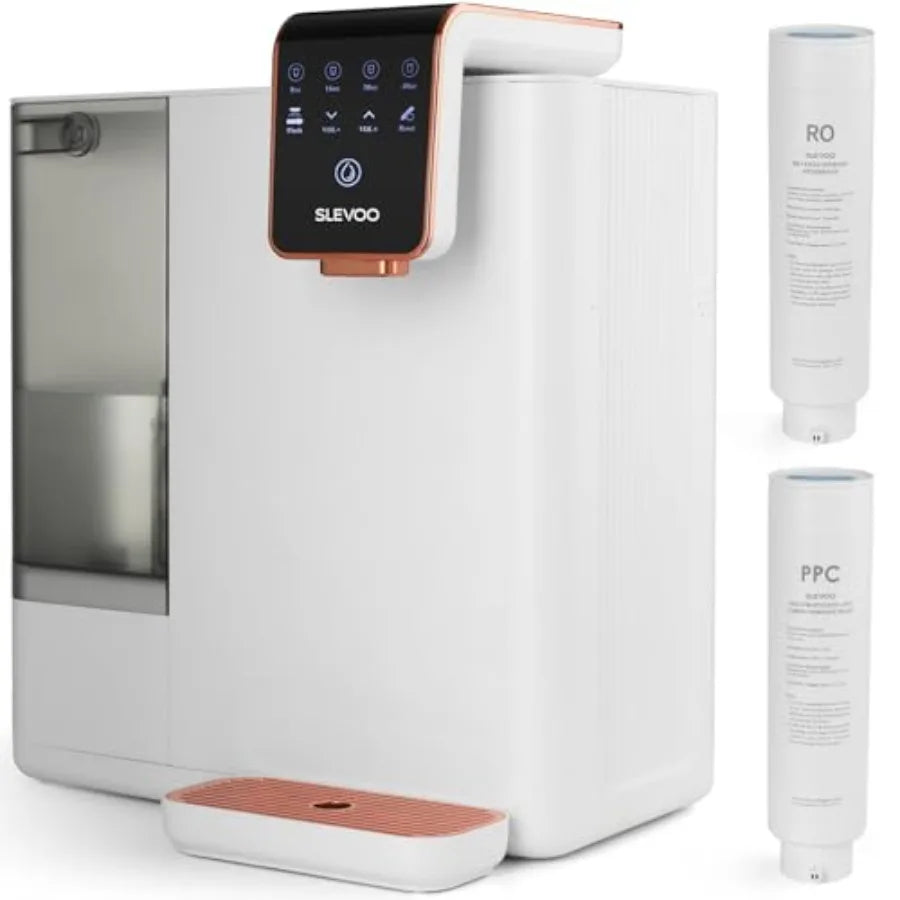 Reverse Osmosis Water Filter Countertop 100GPD 5-Stage RO Water Filtration System with TDS Real-Time Displaying 4L Capacity Tan