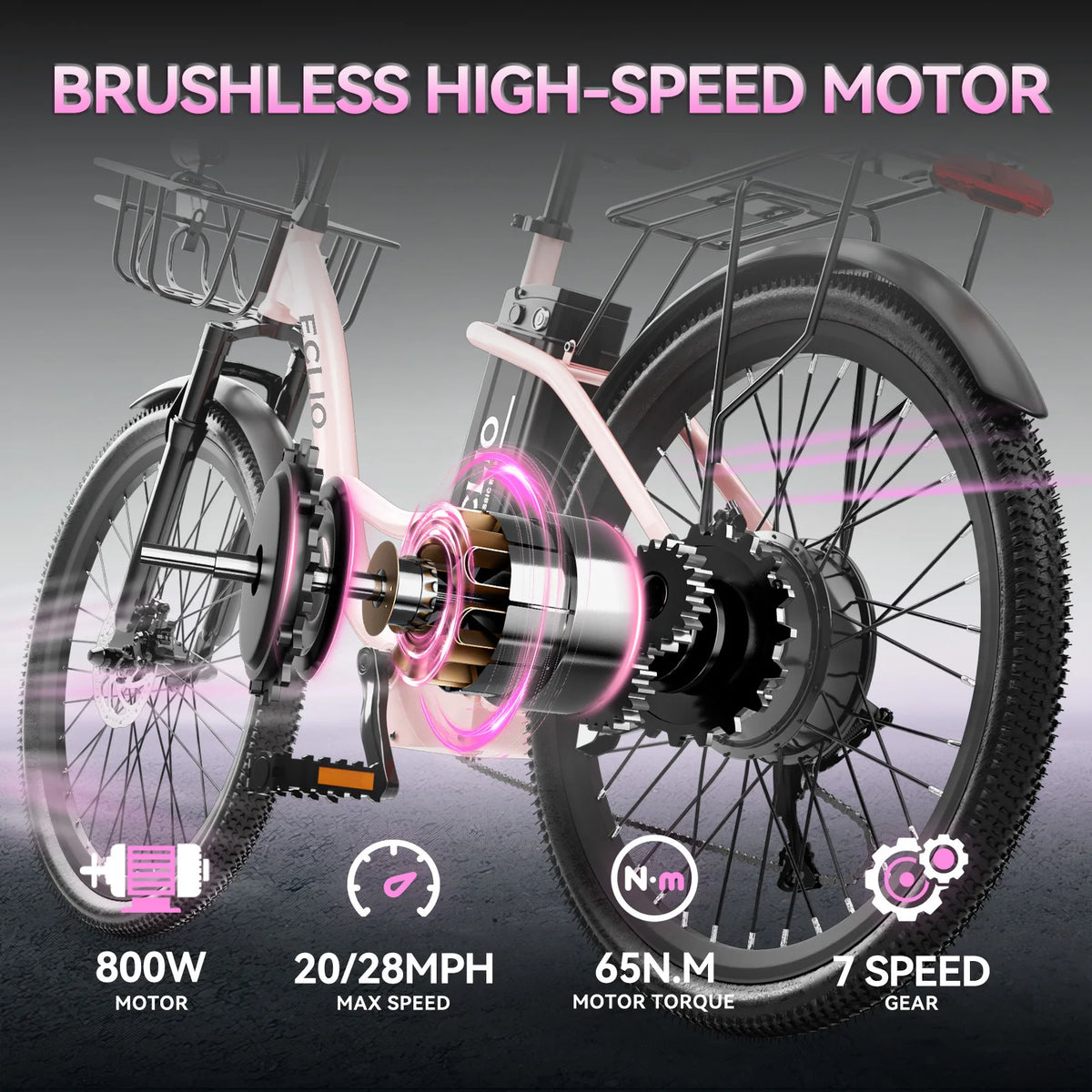 24'' Electric Bike for Adults, Peak 1000W Motor 28MPH, 624WH Battery 75Miles, Step Through City Cruiser Ebike, Commuter E Bike