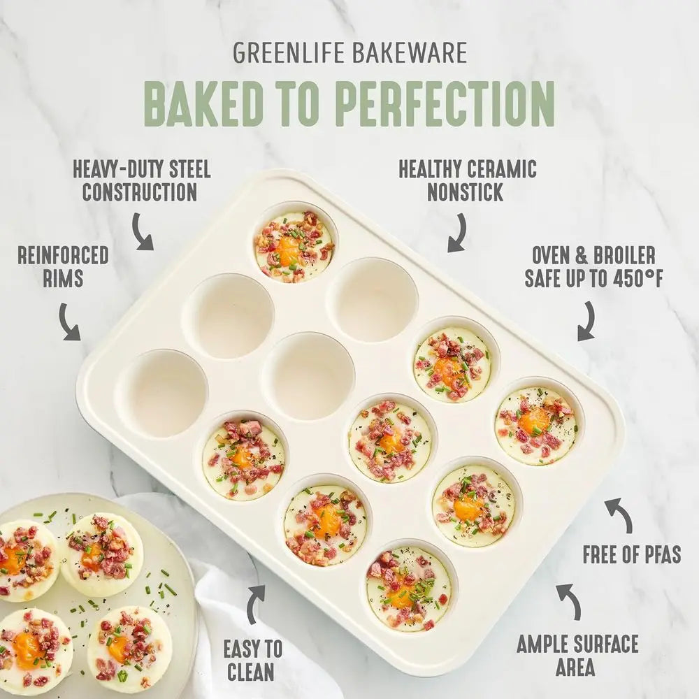 6-Piece Nonstick Bakeware Set: Safe Oven Pans, Dishwasher and Oven Safe to 450°F, Easy Release Baking Sheets, Loaf, Round, and S