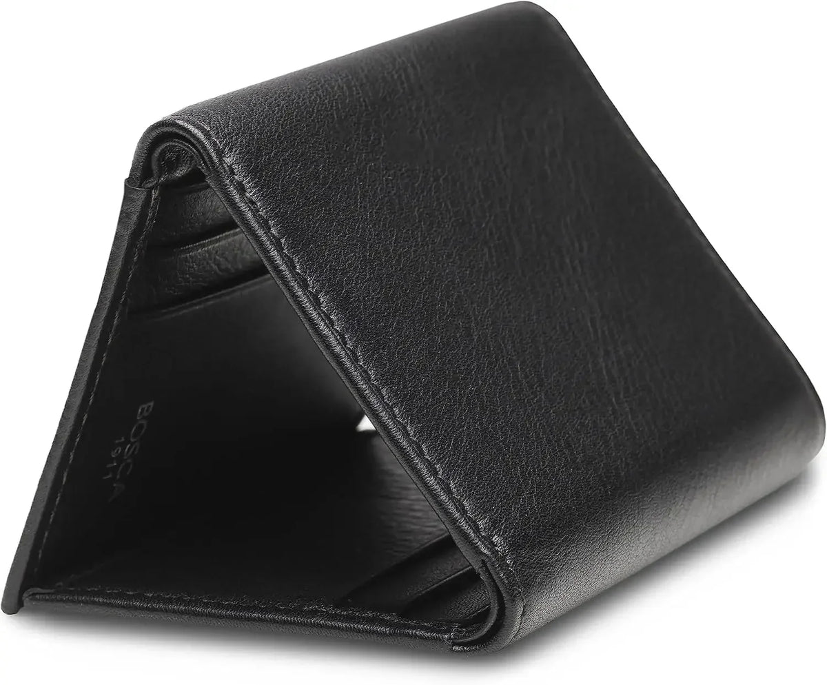 Men's Tri Fold Wallet With RFID Blocking, Nappa Vitello Leather, ID Window, 5 Card Slots
