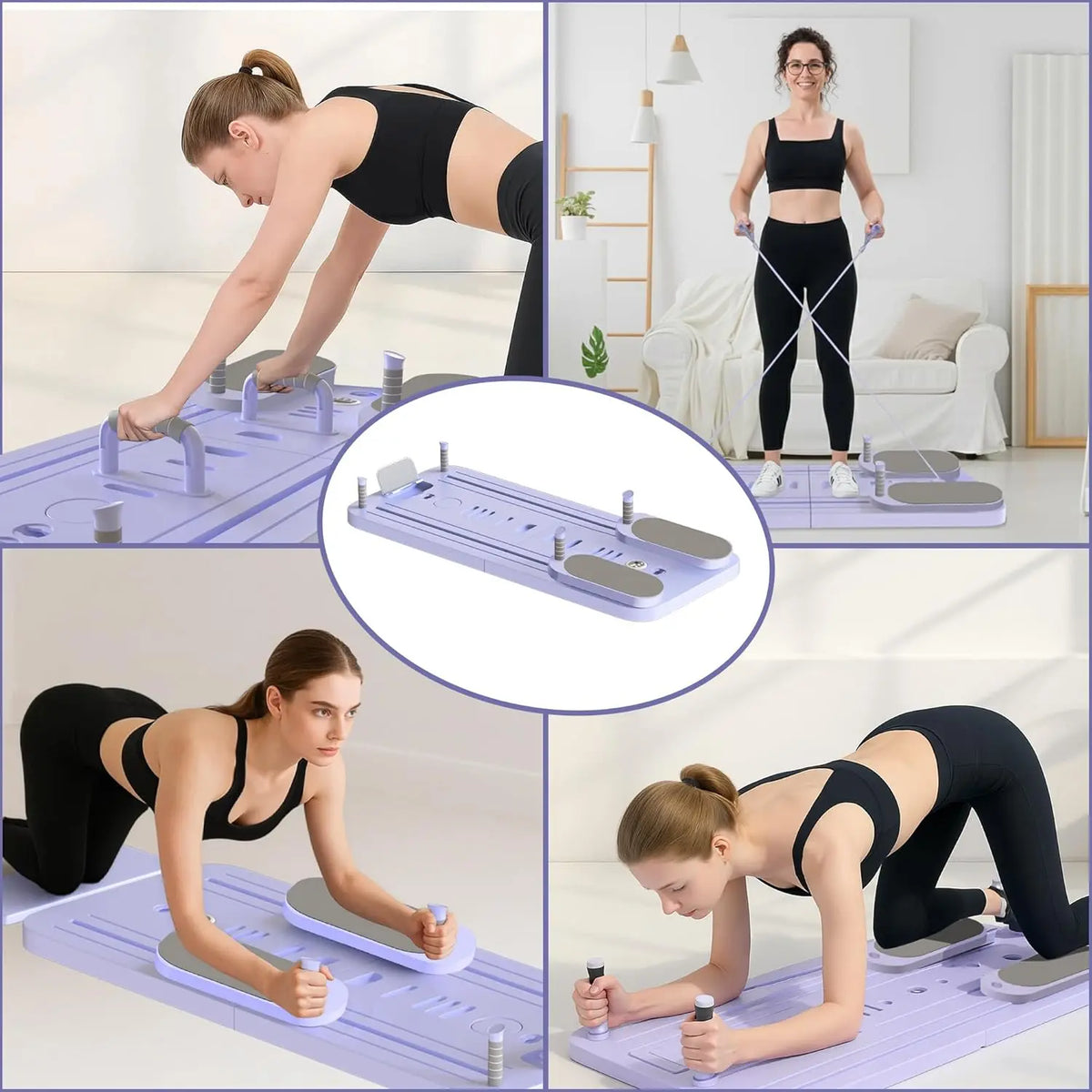 Foldable Pilates Reformer Set for Home, Multifunctional and Portable, Comes with Yoga Mat and Timer
