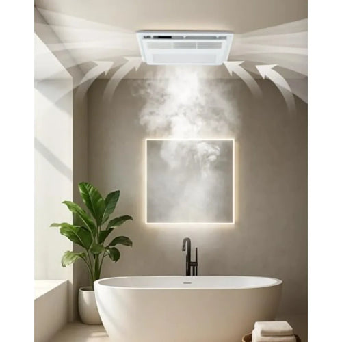4 in 1 Bathroom Exhaust Fan with Heater and Light 110 CFM 1.5 Sones 35W White Bath Fan with 3-Color Adjustable LED Lights Remot