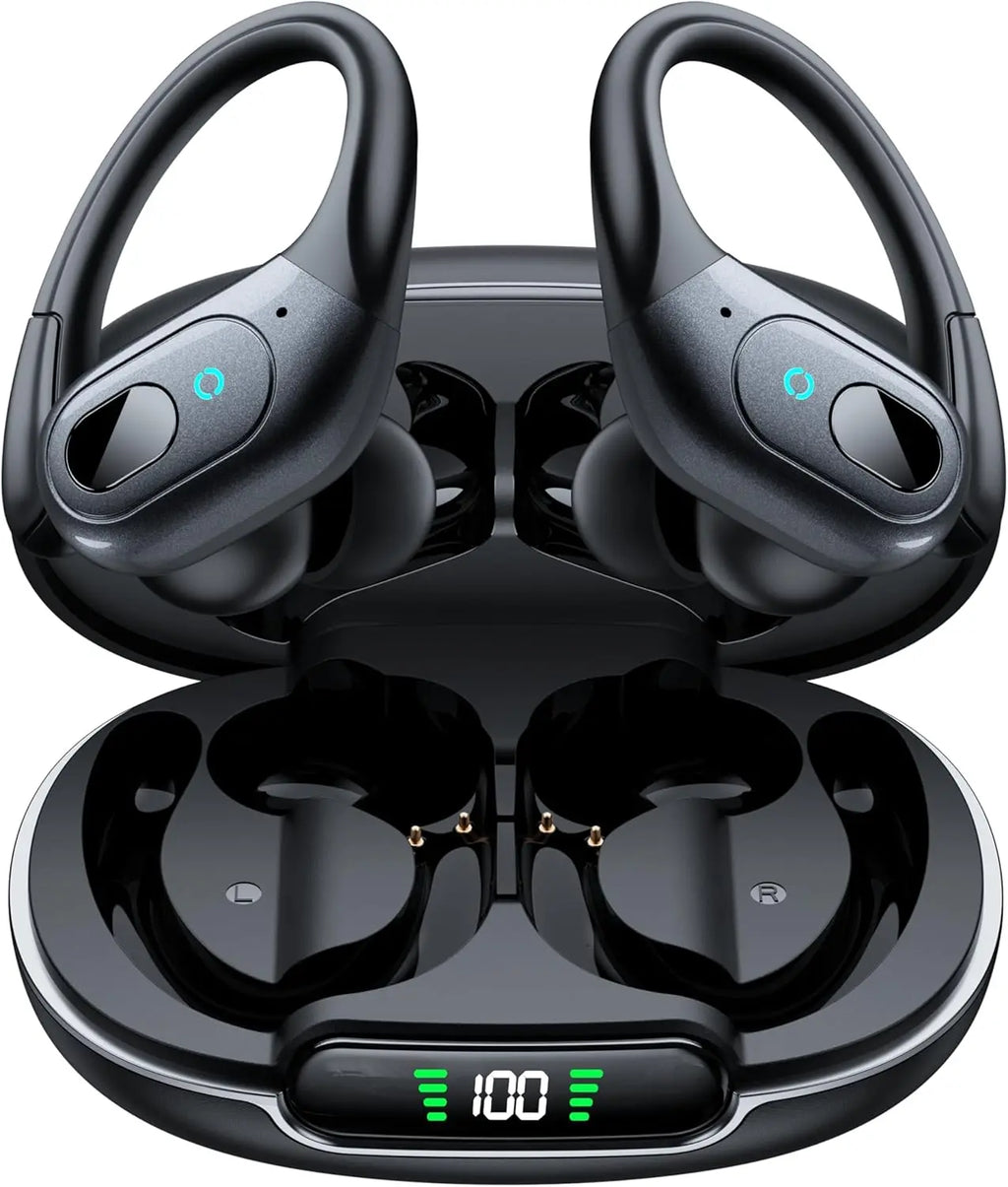 Active Noise Cancelling Wireless Bluetooth Earbuds with 90Hrs Playback, IPX7 Waterproof Over-Ear Hooks for Sports Running Gym