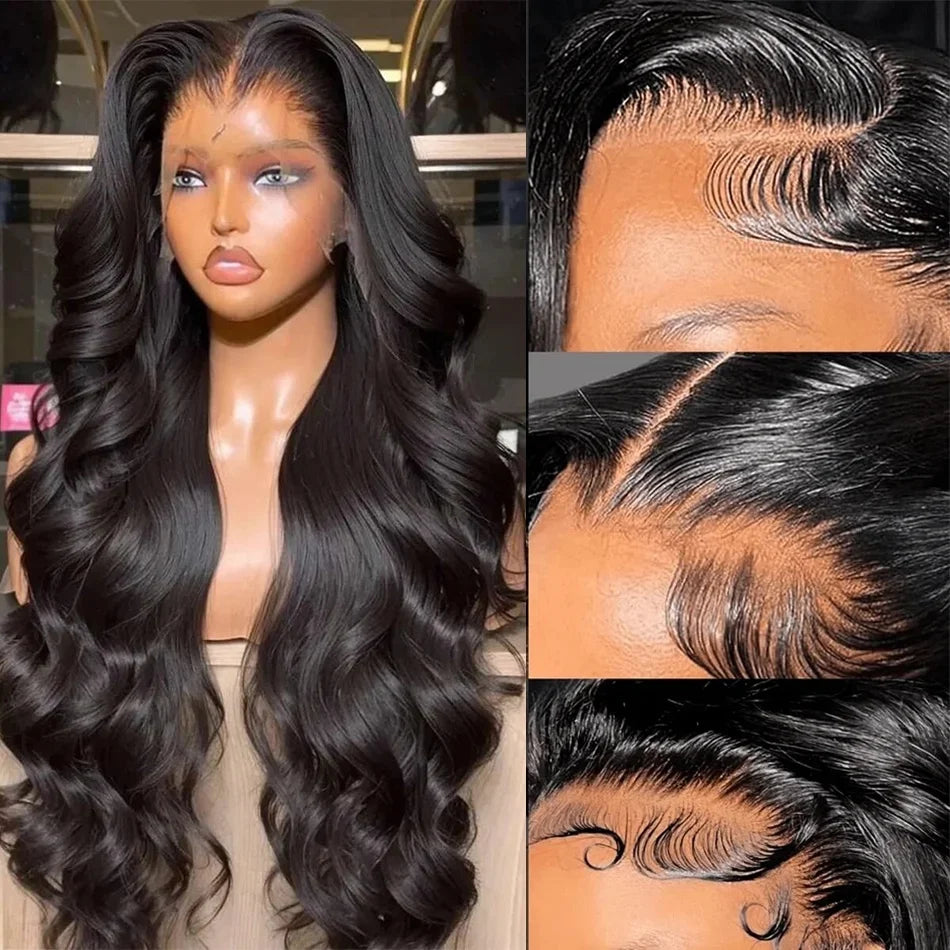 40 Inch 13x6 Body Wave Human Hair Frontal Wig 13x4 HD Lace Natural Black Front Wig Pre Plucked Human Hair Wigs For Black Women