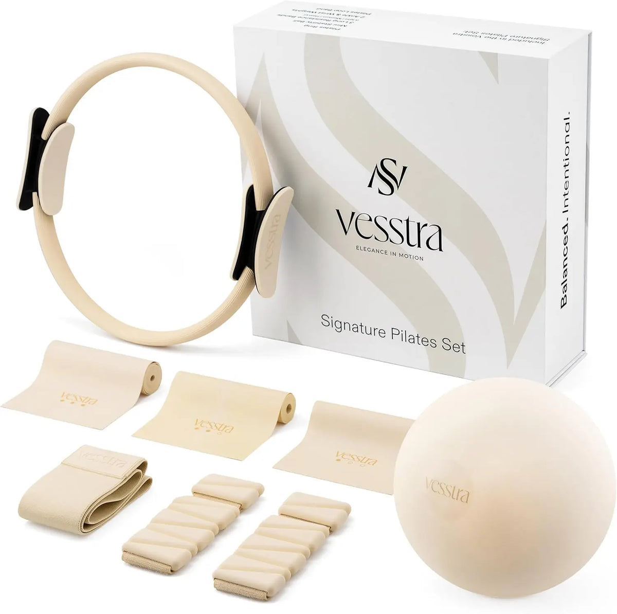 Complete Pilates Kit with Ring, Ball, Weights & Resistance Bands for Home or Studio Workouts