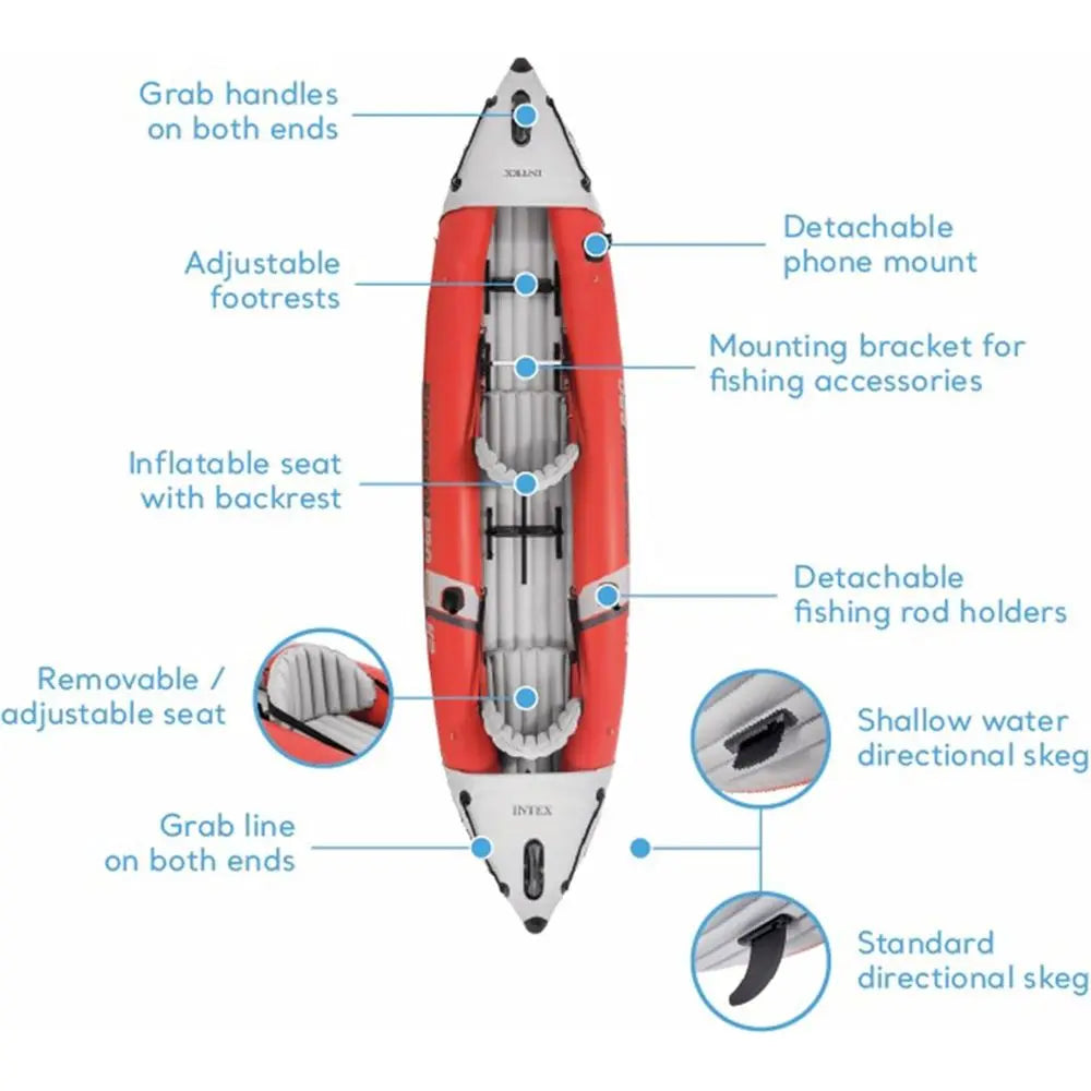 2-Person High-Output Pump Inflatable Kayak Set with 86in Paddles and Adjustable Seat, 400lb Capacity