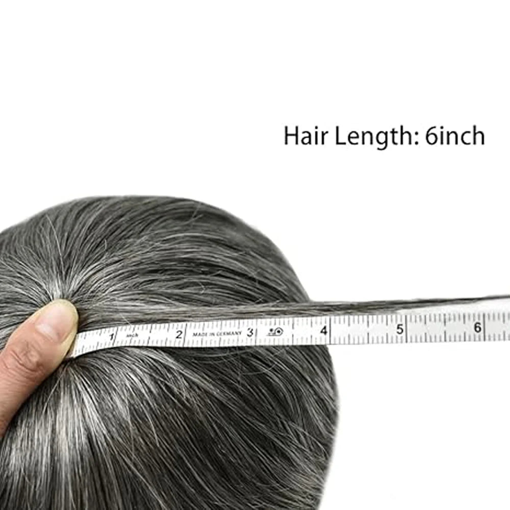 【TIMIA】Men's Wig Soft PU Material 0.1mm Toupee black 130% Invisible Skin Men's Hairpiece #1B20 8*10inch 130% Densit