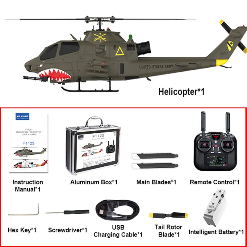 AH-1 Cobra 2.4G 9CH GPS Optical Flow Localization LiDAR TOF Altitude Hold Brushless Motor1:32 Scale RC Helicopter YuXiang F112S