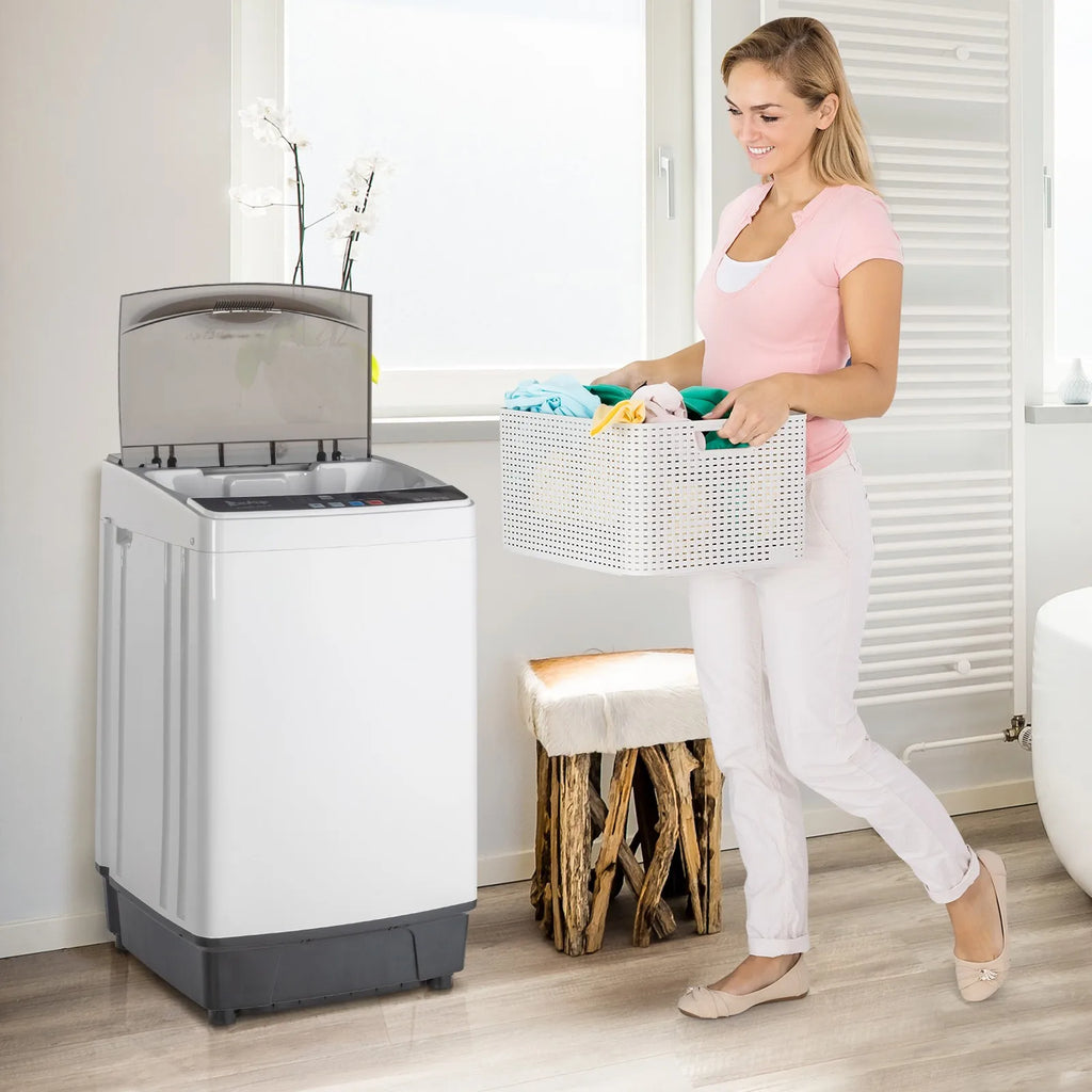Full-Automatic Washing Machine Portable Compact Laundry Washer Spin w/Drain Pump