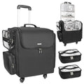 Rolling Makeup Train Case for Hairstylists with 4 Wheels Heat Insulation Full Layer Adjustable Dividers Hair Tools and Cosmetic