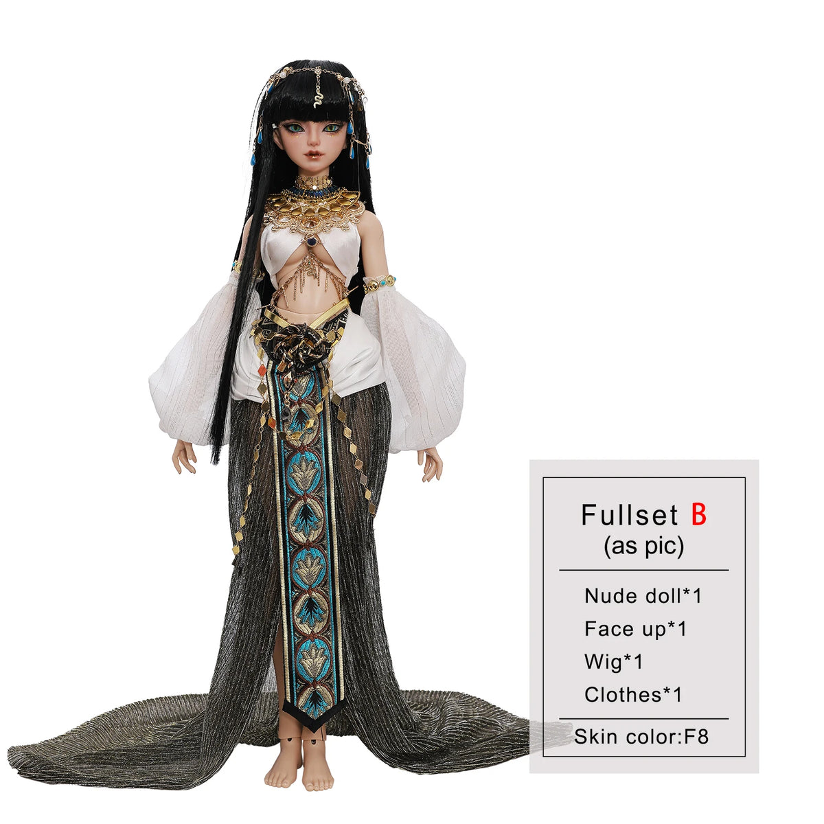 Snake B Egyptian Serpent-Eyed BJD 1/4 Fullset - Humanoid Snake Goddess Uraeus & Handmade Was-scepter Ancient Inspired ShugaFairy