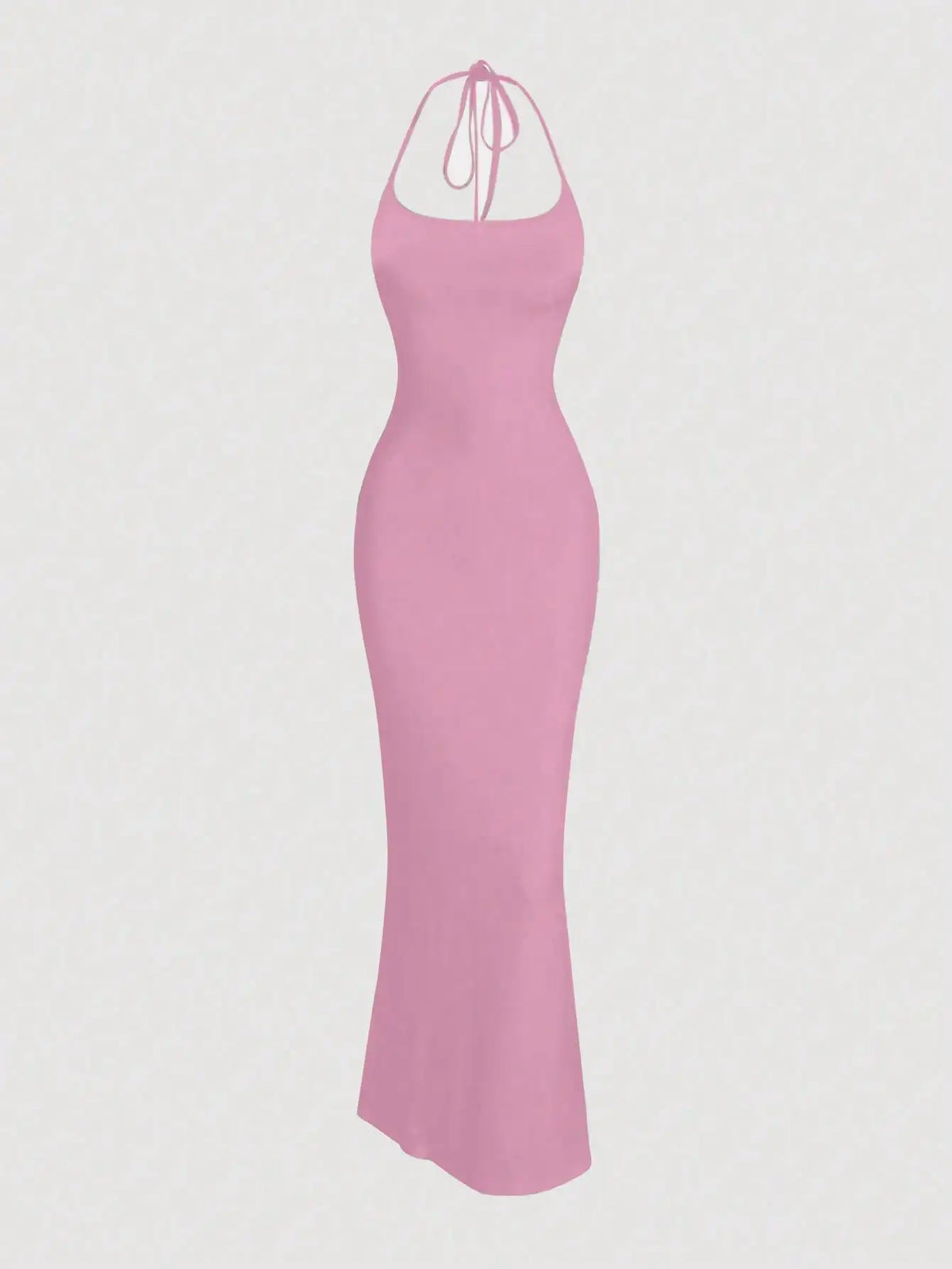 Black Fitted Halter Mermaid Maxi Dress for Women