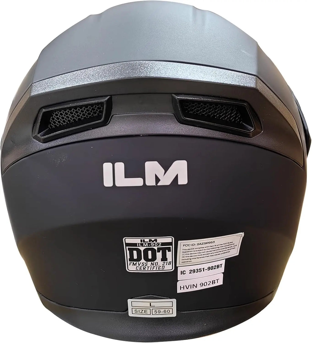 Modular Bluetooth Motorcycle Helmet with Flip-Up Full Face, Dual Visor, MP3 Intercom & FM Radio - Matte Black Large