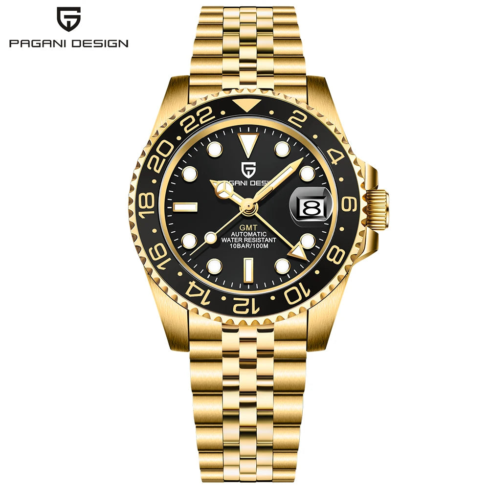 2026 New PAGANI DESIGN Luxury Men Mechanical Watches Stainless Steel GMT Watch Top Brand Sapphire Glass Men Watch reloj hombre