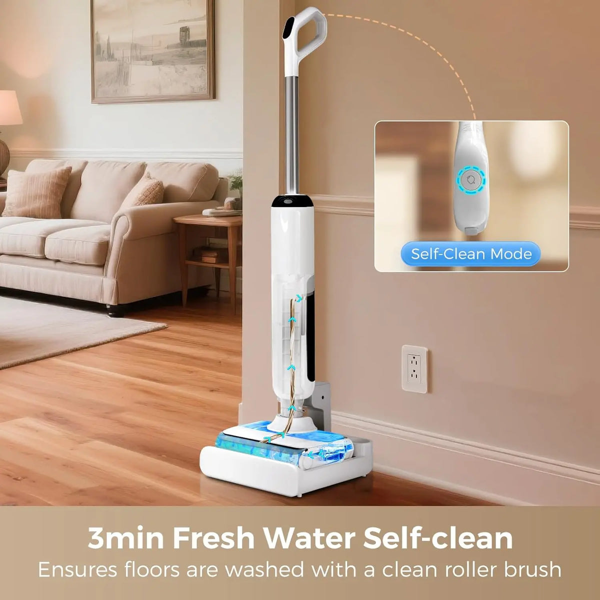 Wet Dry Vacuum Cleaner with Auto Self-Cleaning, Smart Floor Cleaner for Hard Floors, 45 Mins Runtime, Edge Cleaning