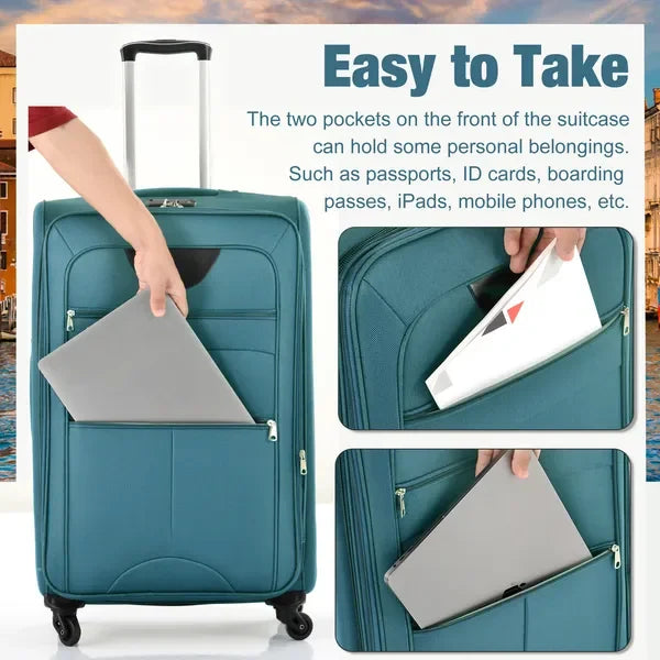 3 Piece Softside Expandable Luggage Set with Duffel Bag, Upright Spinner Wheels, Lightweight Softshell Travel Suitcase Set