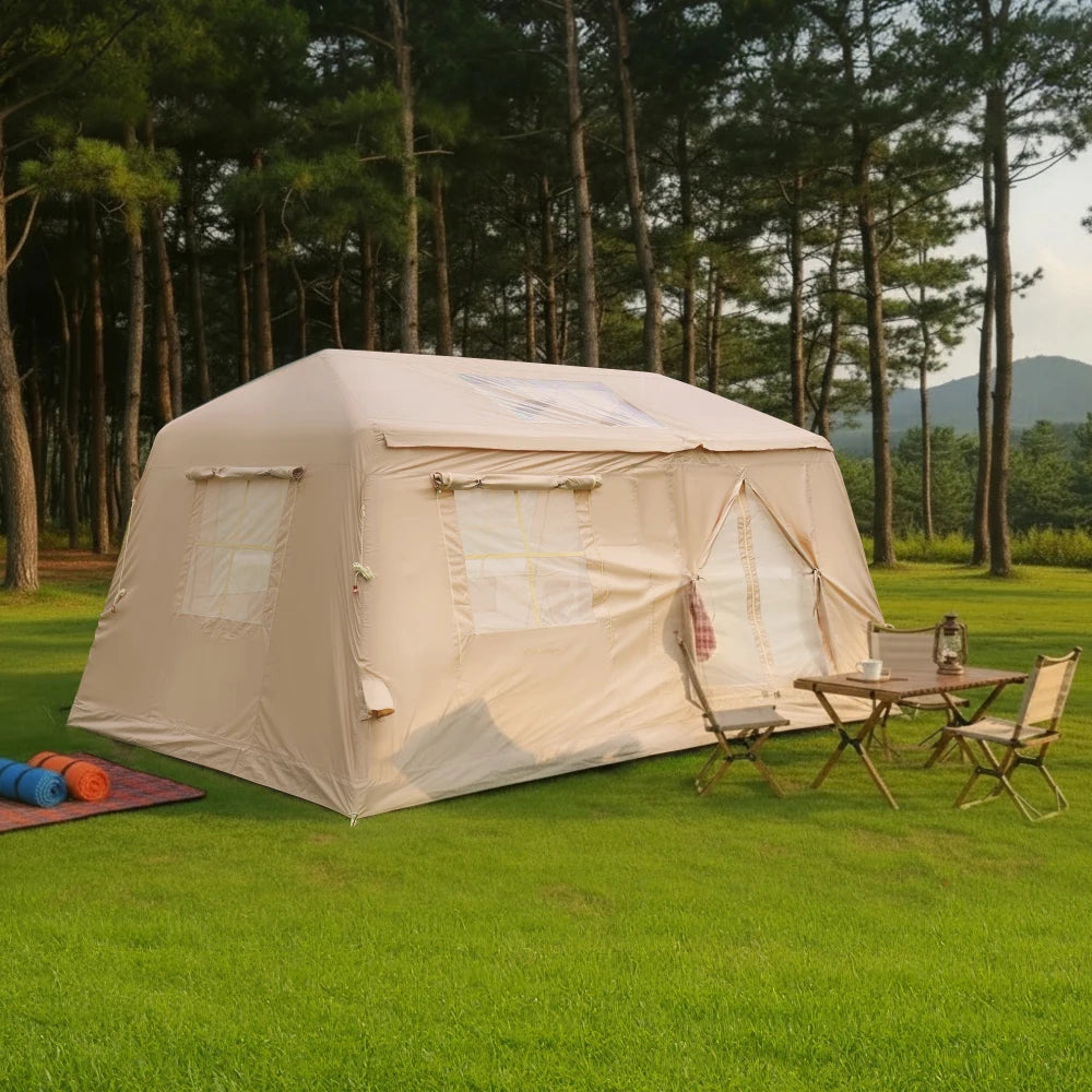 11㎡ Inflatable Camping Tent with Hand Pump,Easy Setup,4-Season Waterproof Oxford,Fits4-8Adults