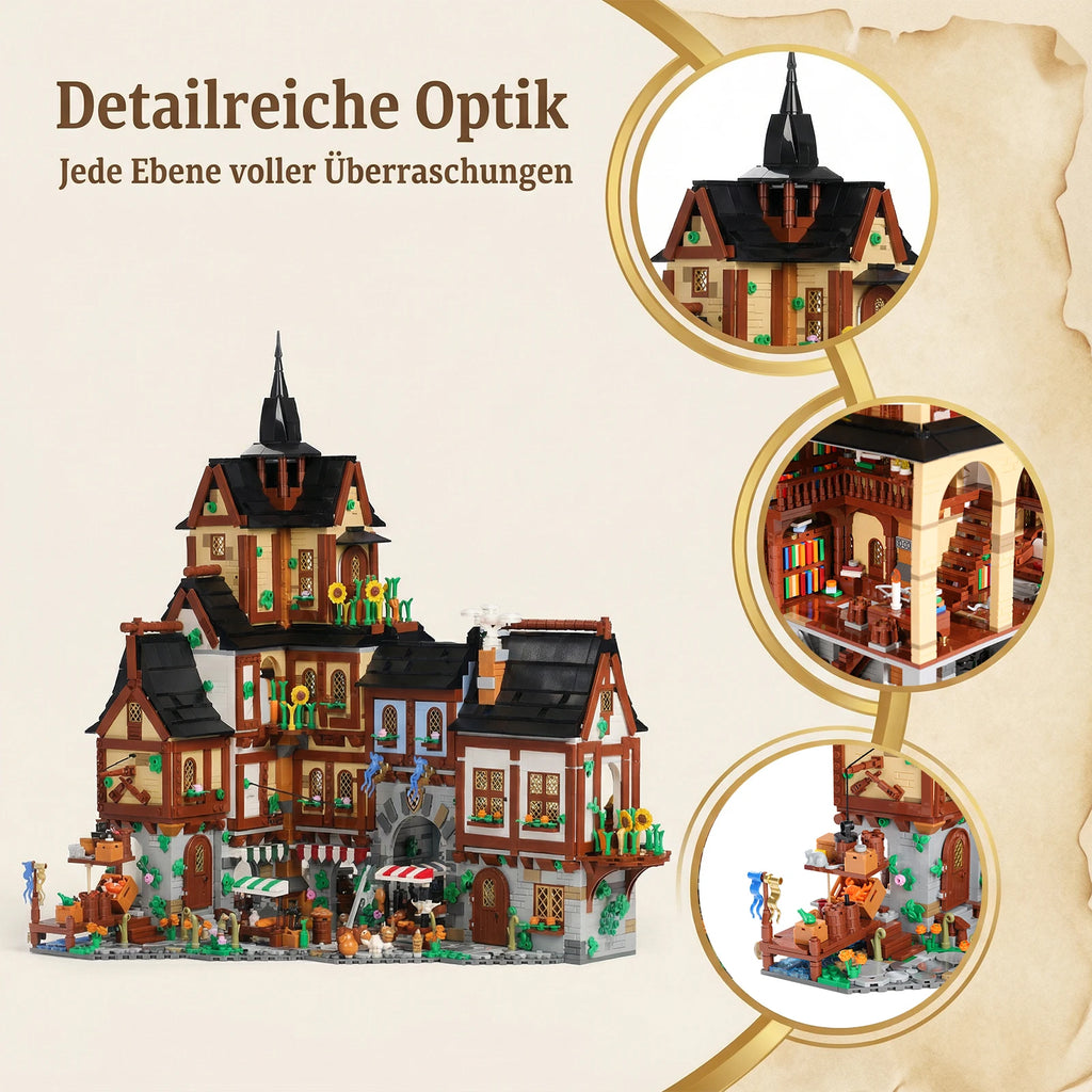 3867PCS Europe Towns Buildings Blocks Set for Adults,Medieval Village Model Collect Display Assembly Toys Gift Home Decortion