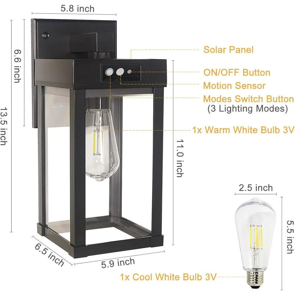 2 Pack Outdoor Waterproof Wall Lights with 3 Lighting Modes & Motion Sensor, Dusk to Dawn Exterior Porch Light Fixtures