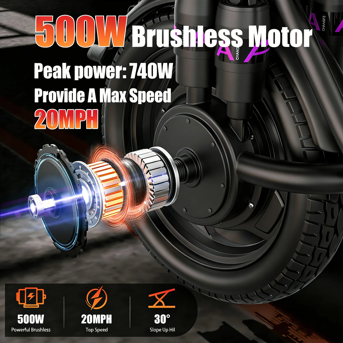 Rated Power 500w (peak 740w)Adult Electric Scooter And Electric Bike, With Seat, 48V 10-15Ah Lithium Battery, Range Up To 10-35