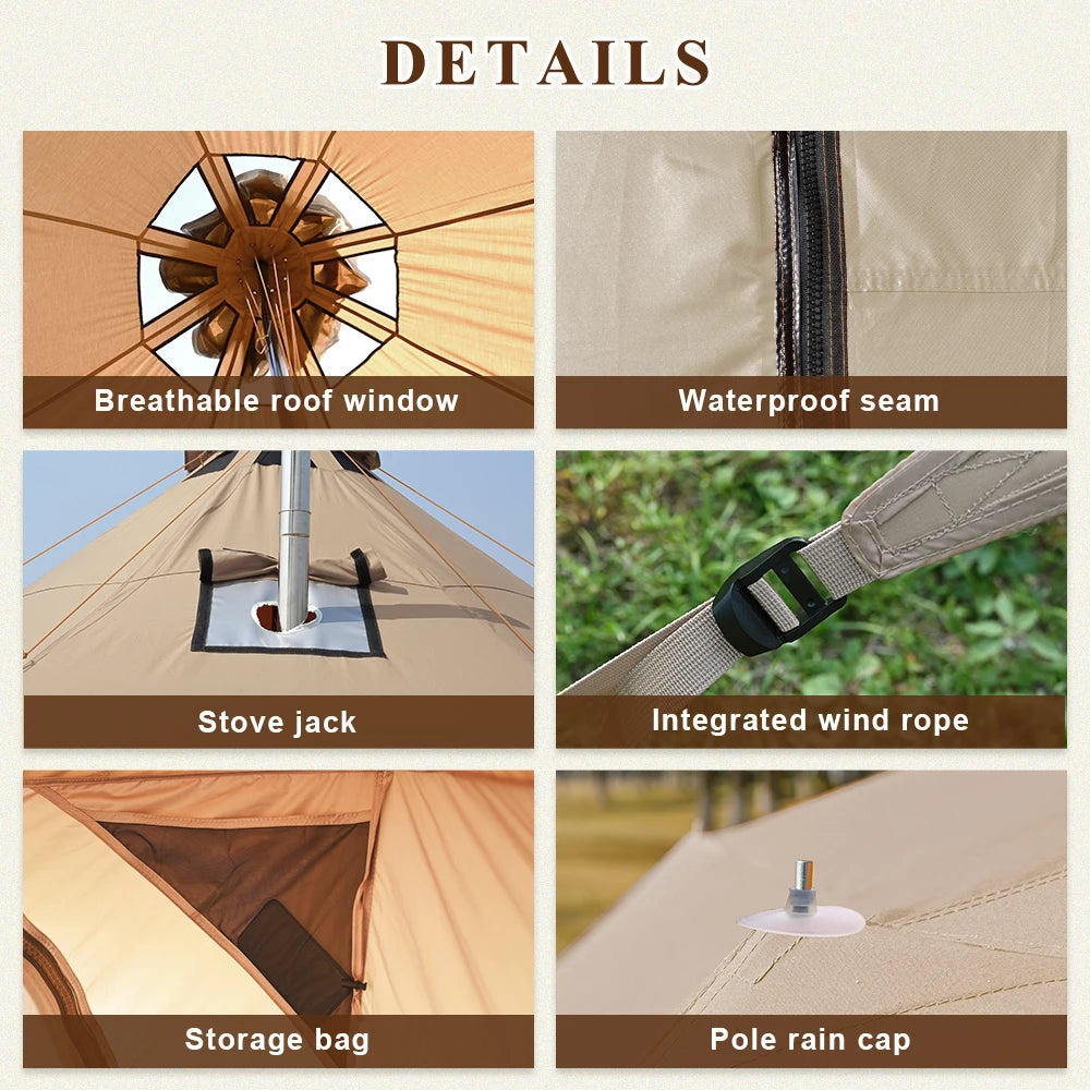 Glamping Camping New Design One Bedroom Yurt Tent Outdoor Oxford Bell Tent for 4 Season 4-10 Persons Family Luxury Waterproof