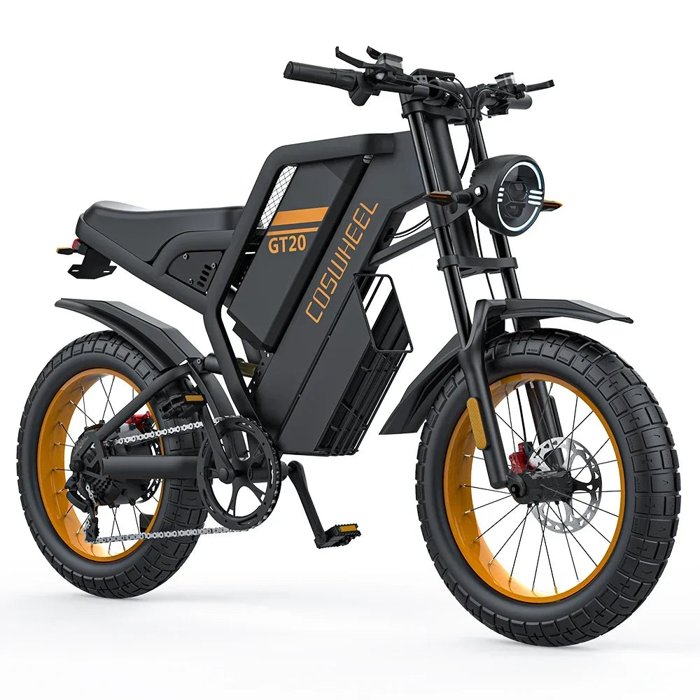COSWHEEL GT20 For Adult Dual suspension E-Mountain bike 48V 25Ah Battery Double Oil Disc Brakes 20" Fat Tire Off-Road E-bike