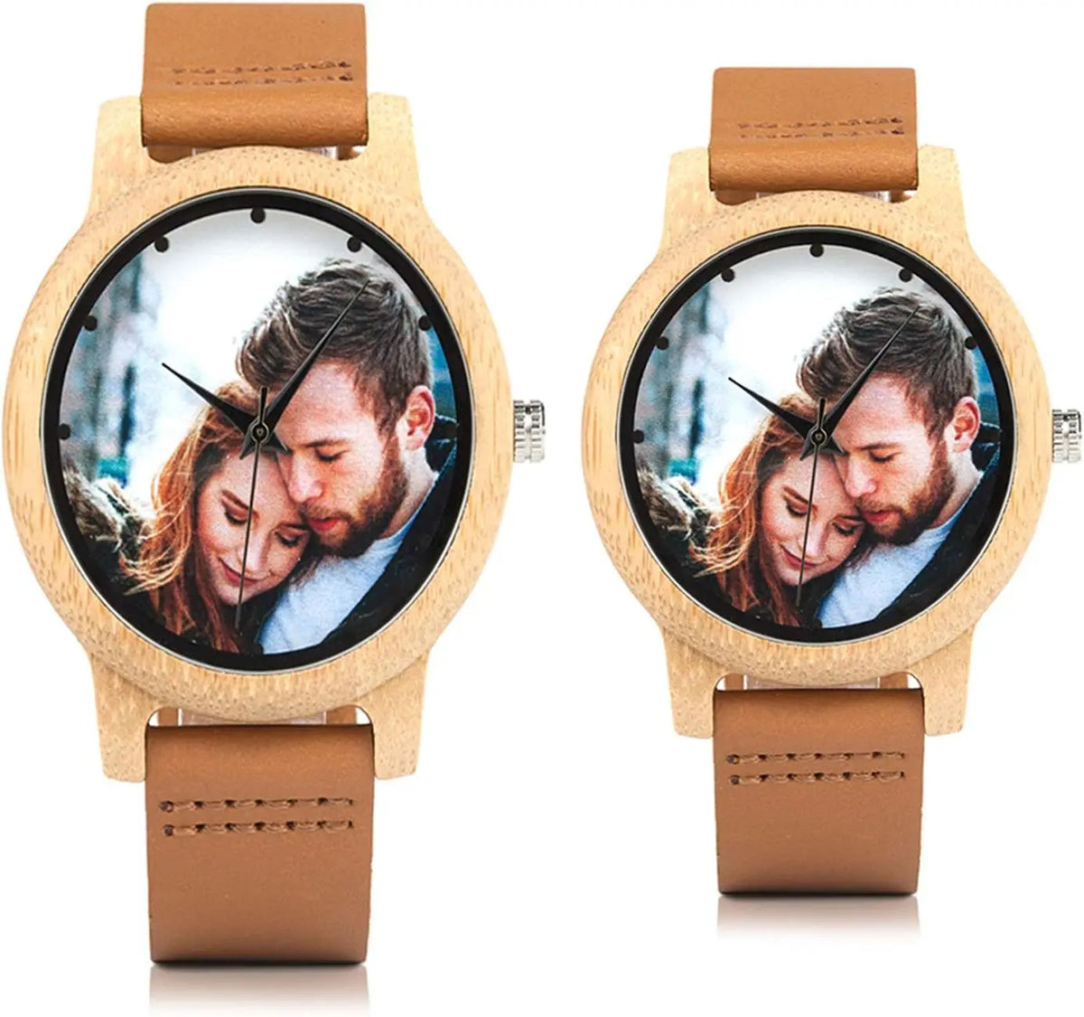 Creative UV Printed Bamboo Watch for Men and Women, Personalized Photo Design