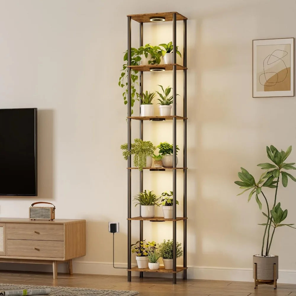 6-Tier Indoor Plant Stand with Full Spectrum Grow Light, 81.3" Tall Metal Shelf for Home Decor