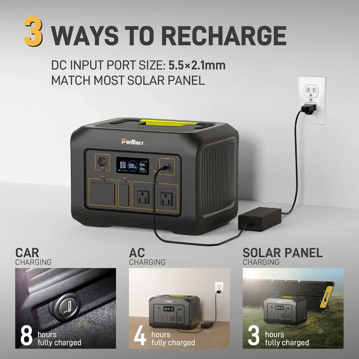 Portable Power Station 600W,538Wh Solar Powered Generator with LiFePO4 Battery,Peak 1200W,USB PD 100W Power Supply input/output