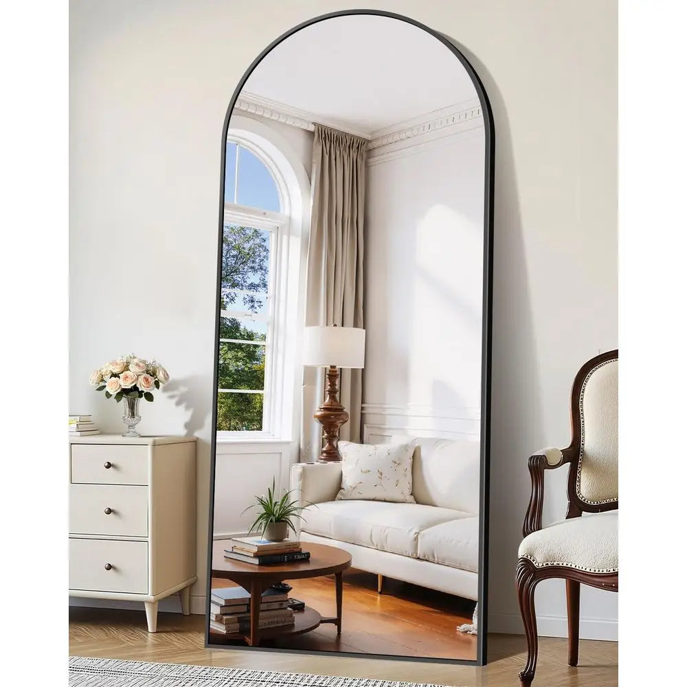 76 x 34 Arched Full-Length Mirror - Large Floor Mirror with Metal Stand for Hanging or Leaning, Ideal for Vanity and Living Spac