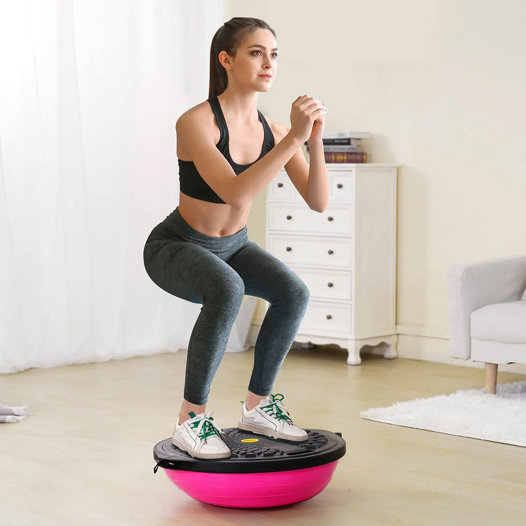 Half Exercise Ball Trainer, 26 inch Balance Ball Trainer, 1500lbs Capacity Stability Ball, Yoga Ball with Resistance Bands &