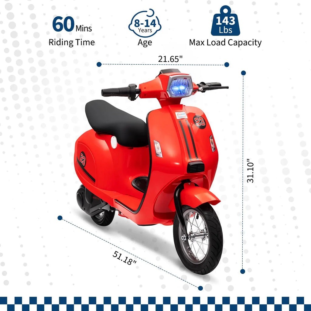 24V 350W Kids Electric Motorcycle, Dual Driving Modes Ride On Motorbike Toy With Twist Throttle & Rear Brake For Ages 8-14