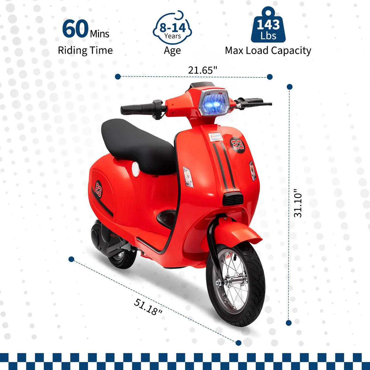24V 350W Kids Electric Motorcycle, Dual Driving Modes Ride On Motorbike Toy With Twist Throttle & Rear Brake For Ages 8-14