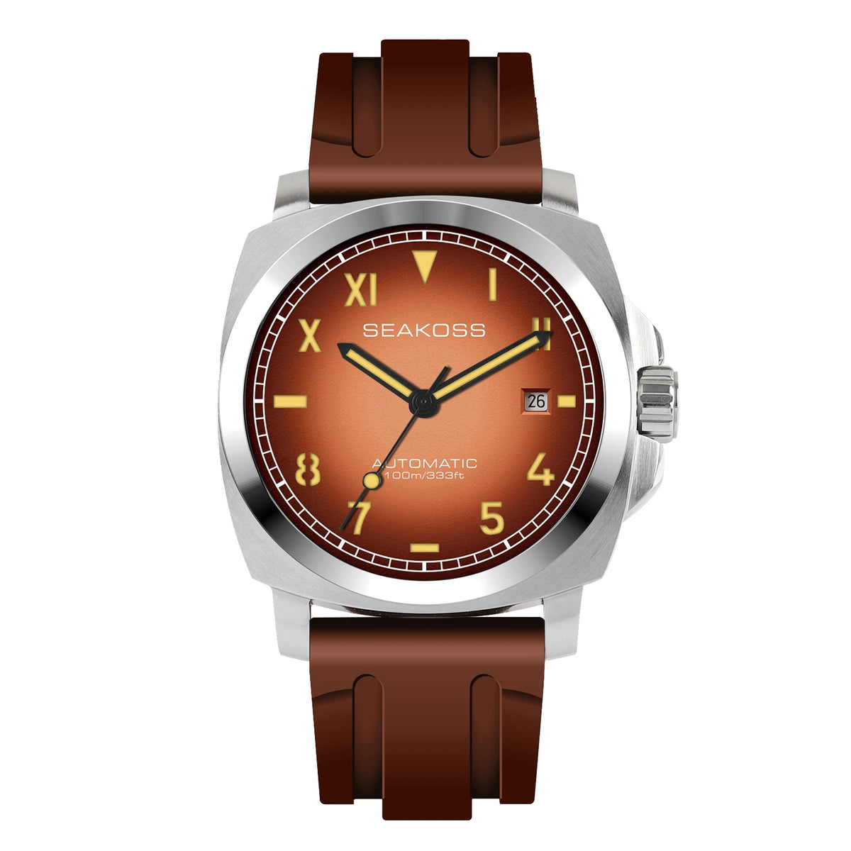 SEAKOSS 10ATM Men's Diving Watch Seagull ST1612 Movement Automatic  Watches for Men Luminous Calendar Sapphire Stainless Steel