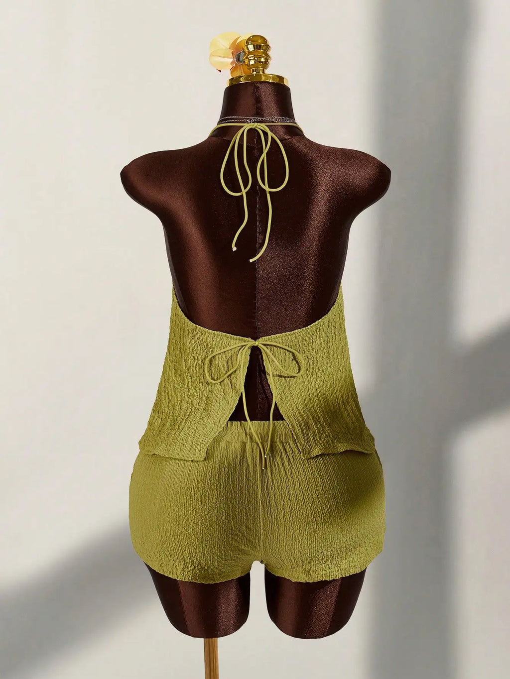 Women Summer Two Piece Outfit Halter Top And Shorts Set Casual Vacation Wear